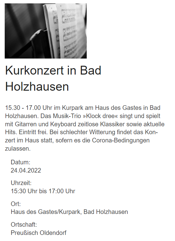 Kurkonzert Bad Holhausen - 24.04.2022